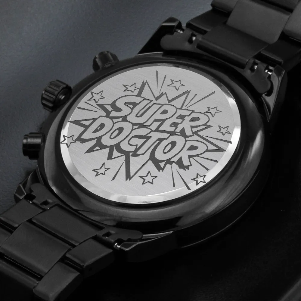 Super Doctor Engraved Black Luxury Watch
