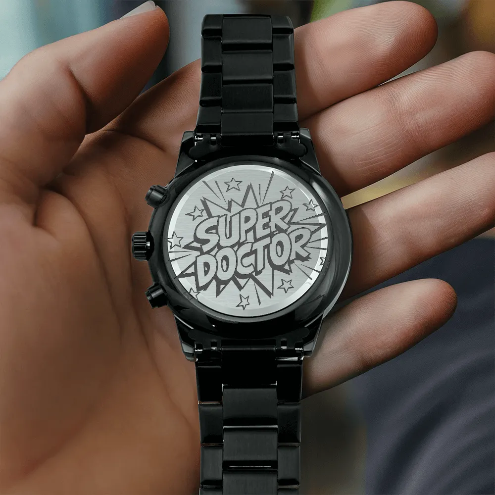 Super Doctor Engraved Black Luxury Watch