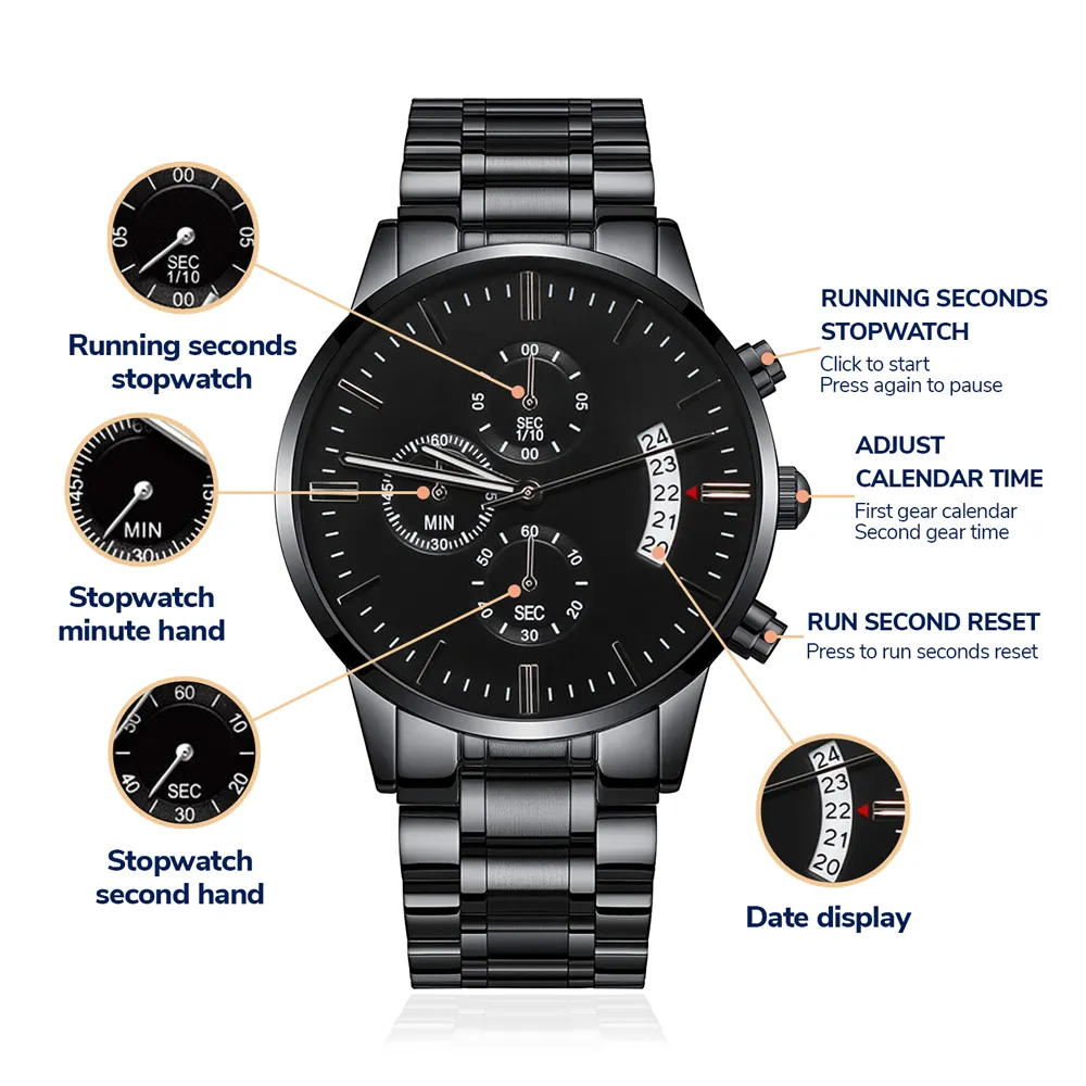 Super Doctor Engraved Black Luxury Watch