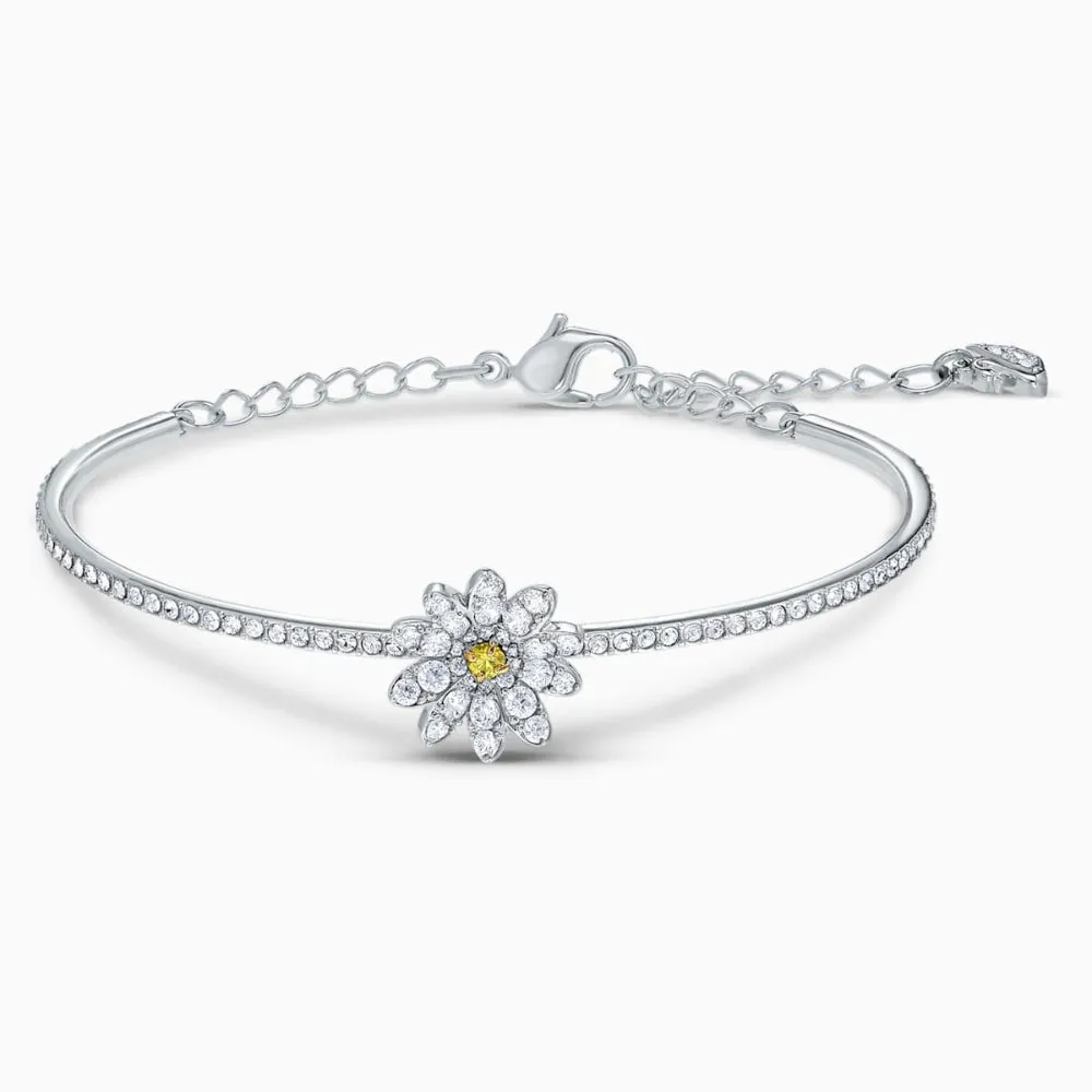 Swarovski Eternal Flower Bangle Yellow Rhodium Plated Size M