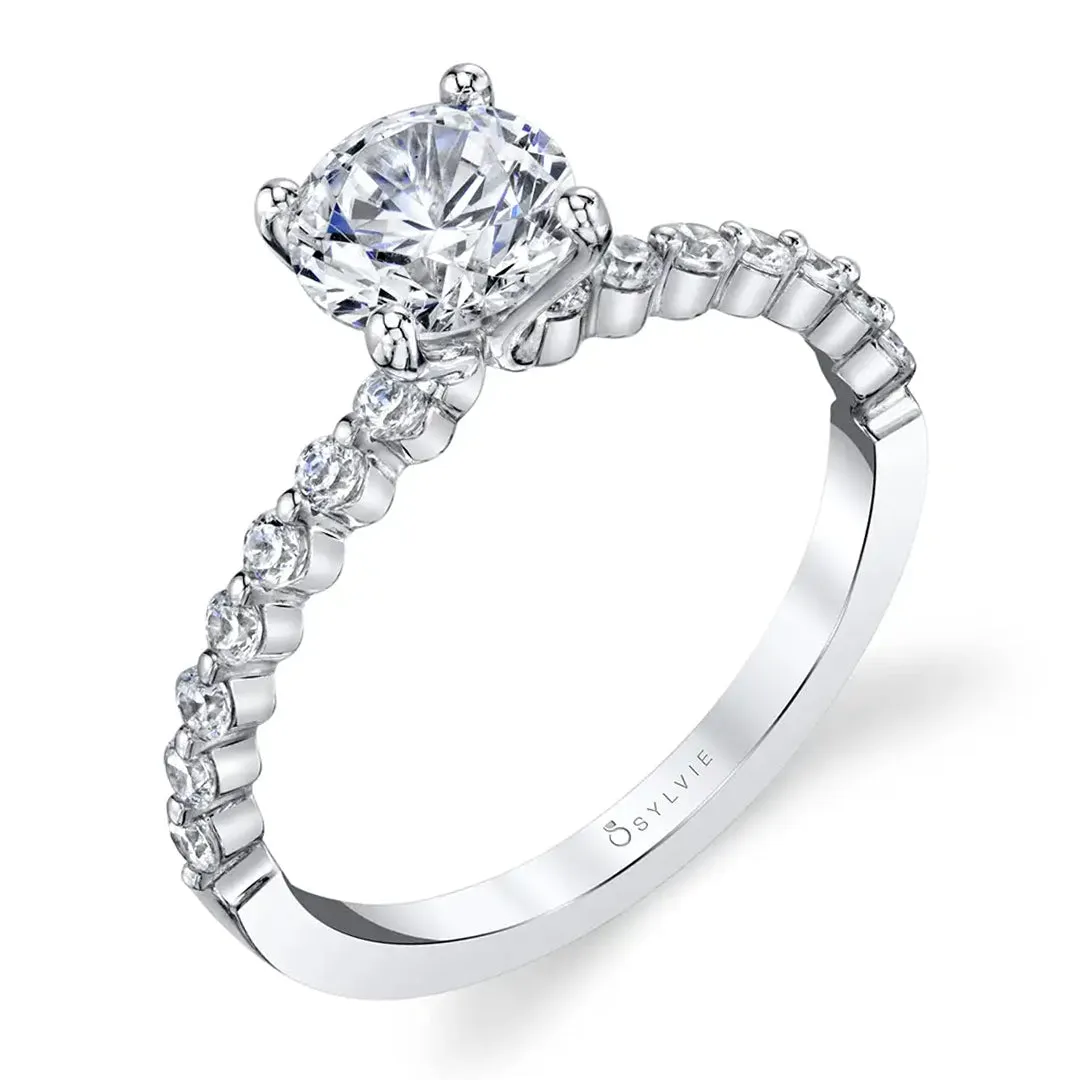 Sylvie Round Cut Classic Engagement Ring