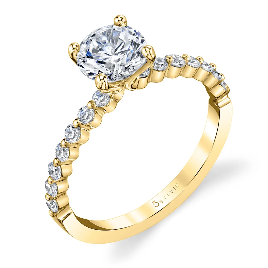 Sylvie Round Cut Classic Engagement Ring