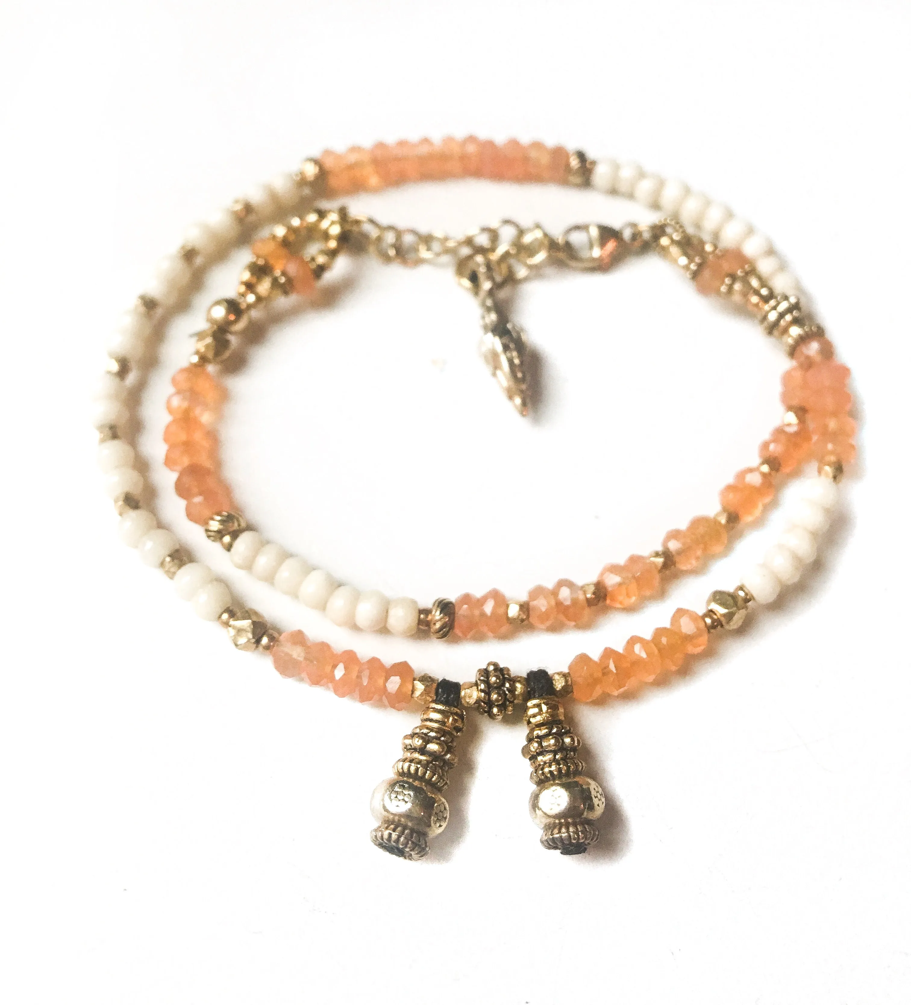 Tangerine Carnelian & Mala Love Wrap Bracelet