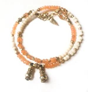 Tangerine Carnelian & Mala Love Wrap Bracelet