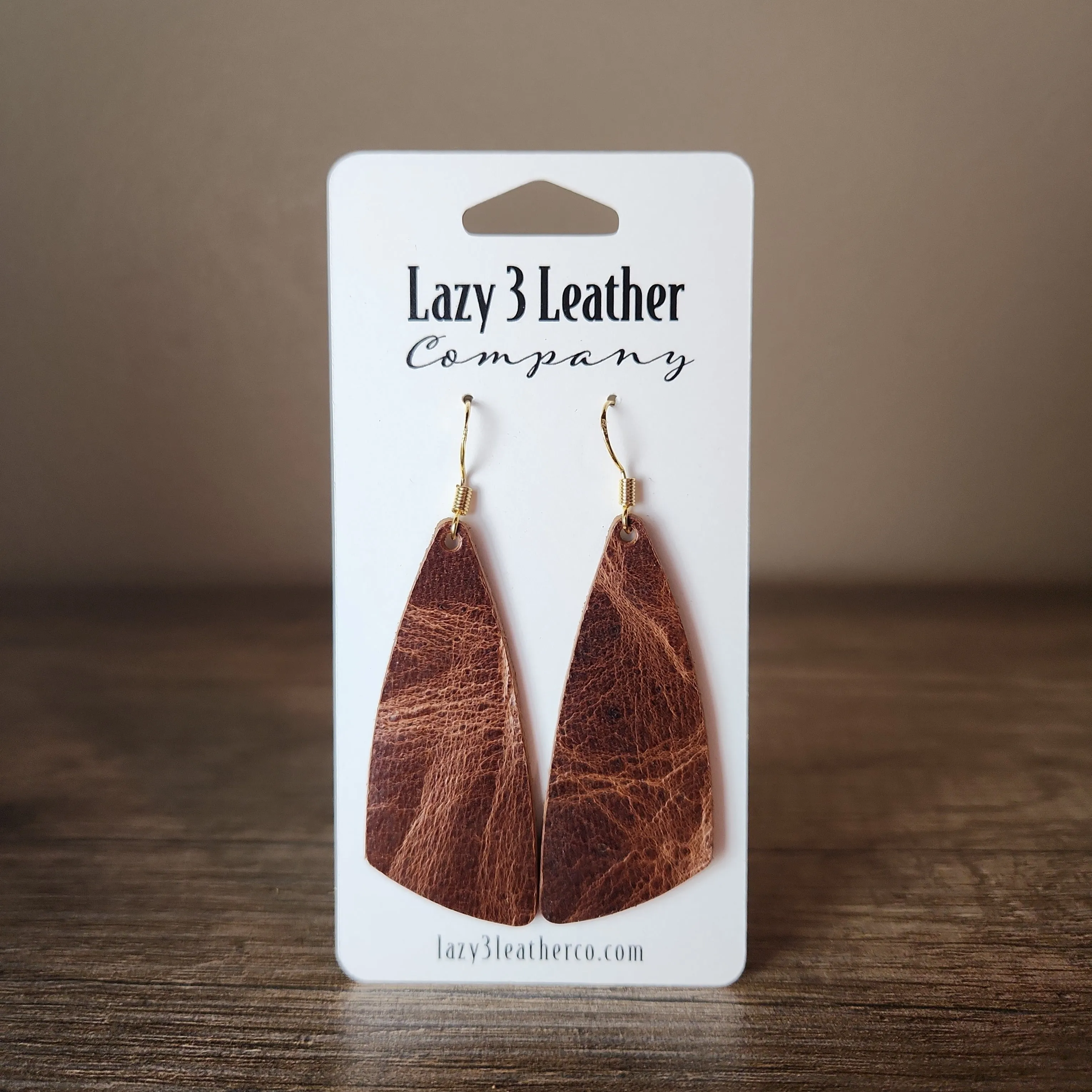 Tapered Drop Leather Earrings