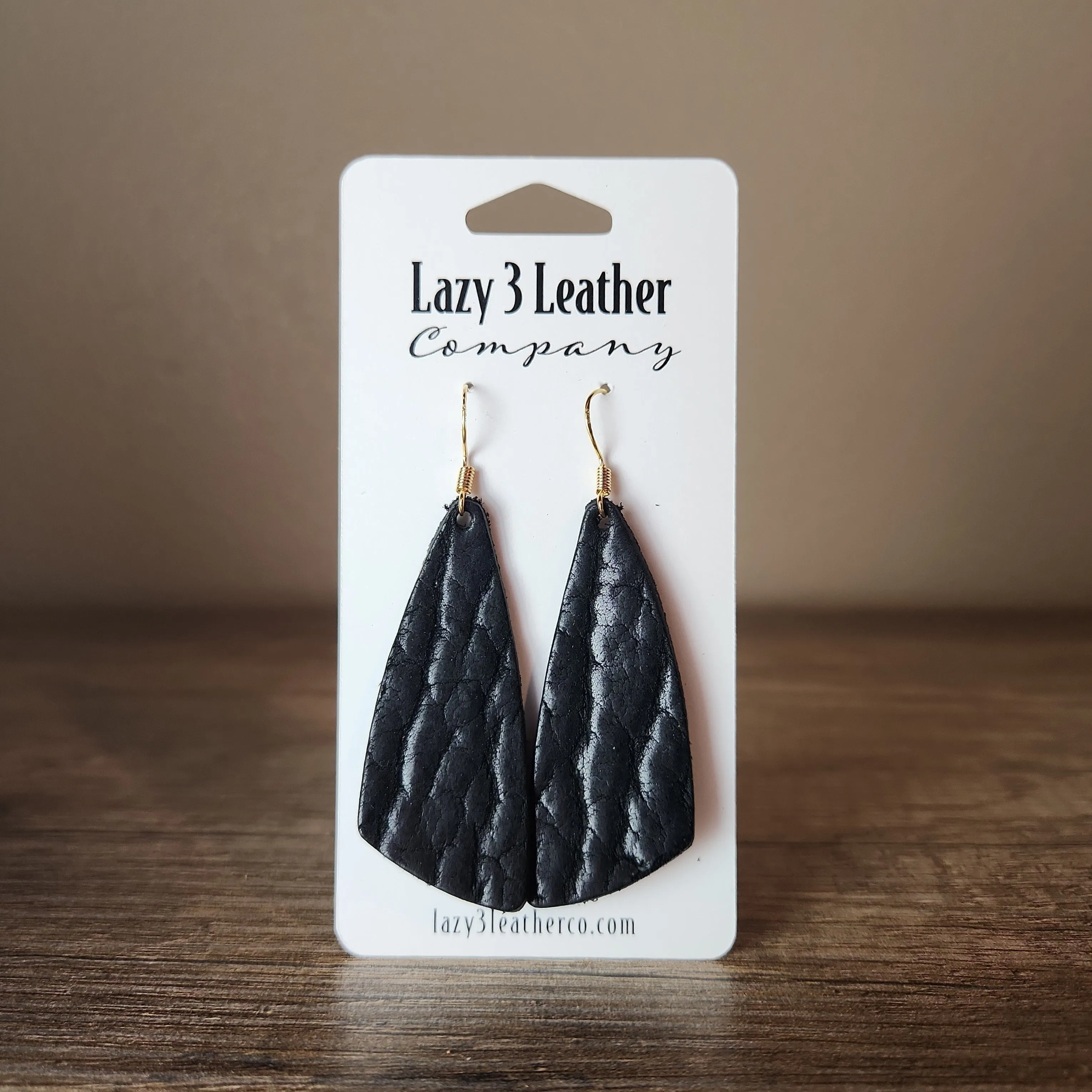 Tapered Drop Leather Earrings