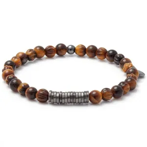 Tateossian Men's Classic Discs Brown Tiger's Eye Stone Bracelet