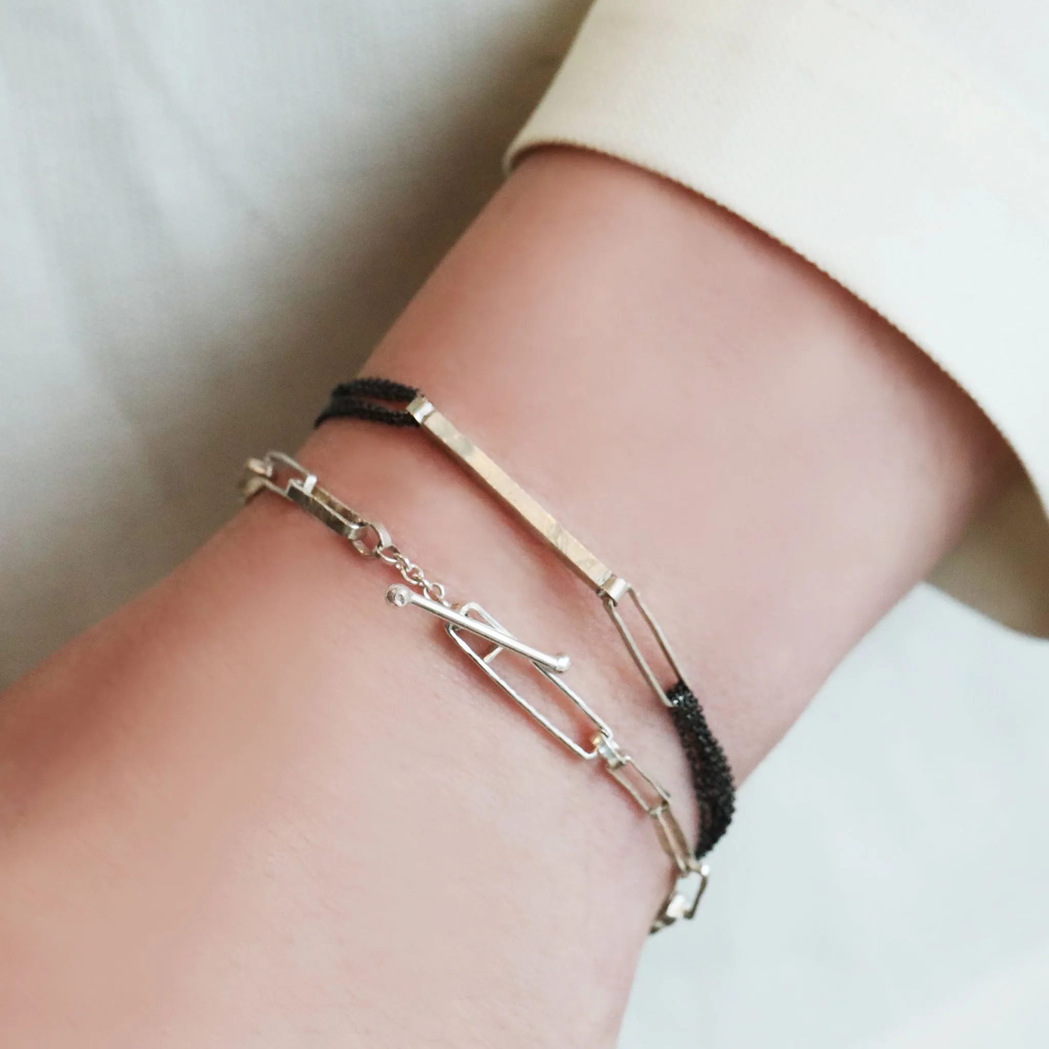The "Denise" Bracelet with Handmade Sterling Silver Rectangular Links