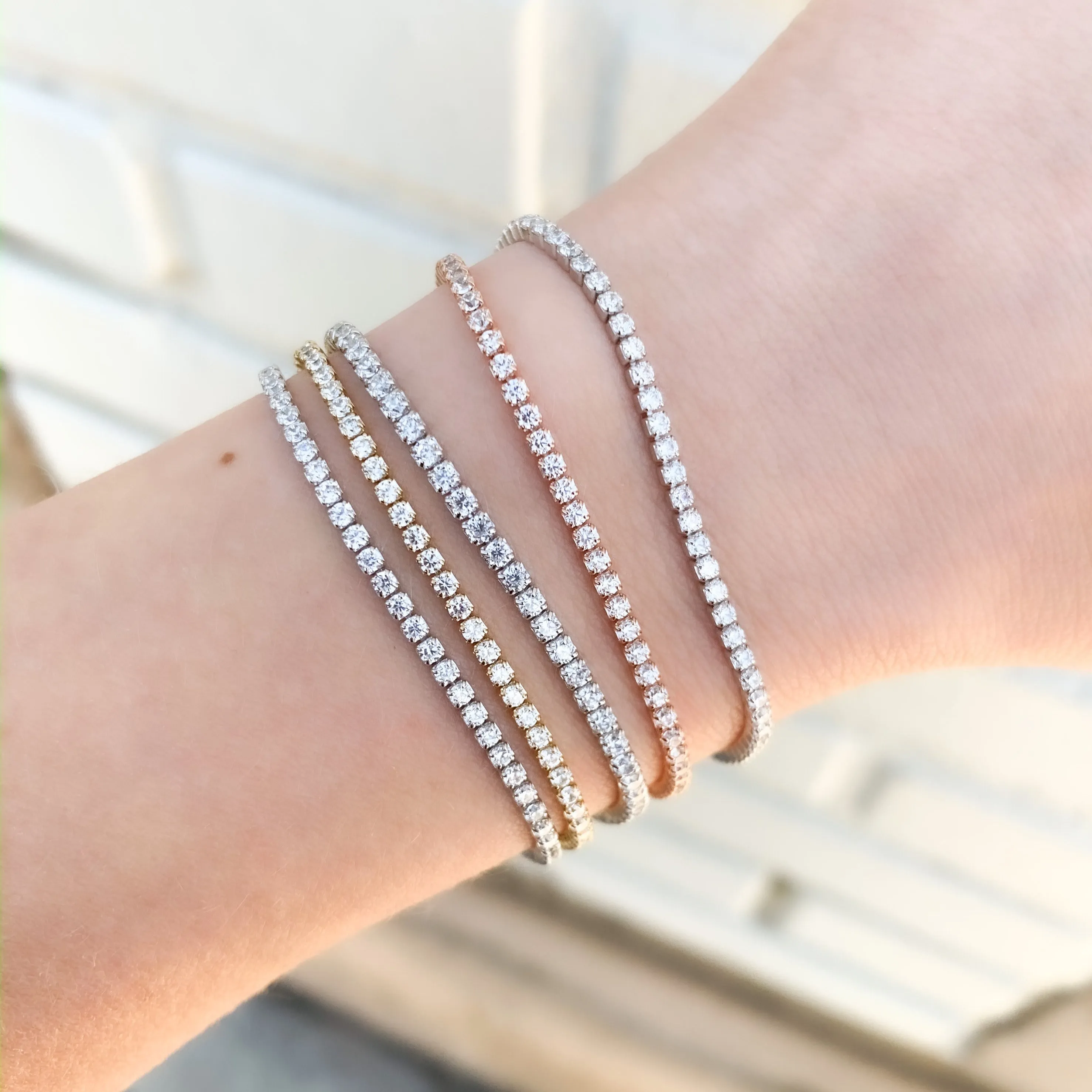 Thin Gold Cz Tennis Bracelet