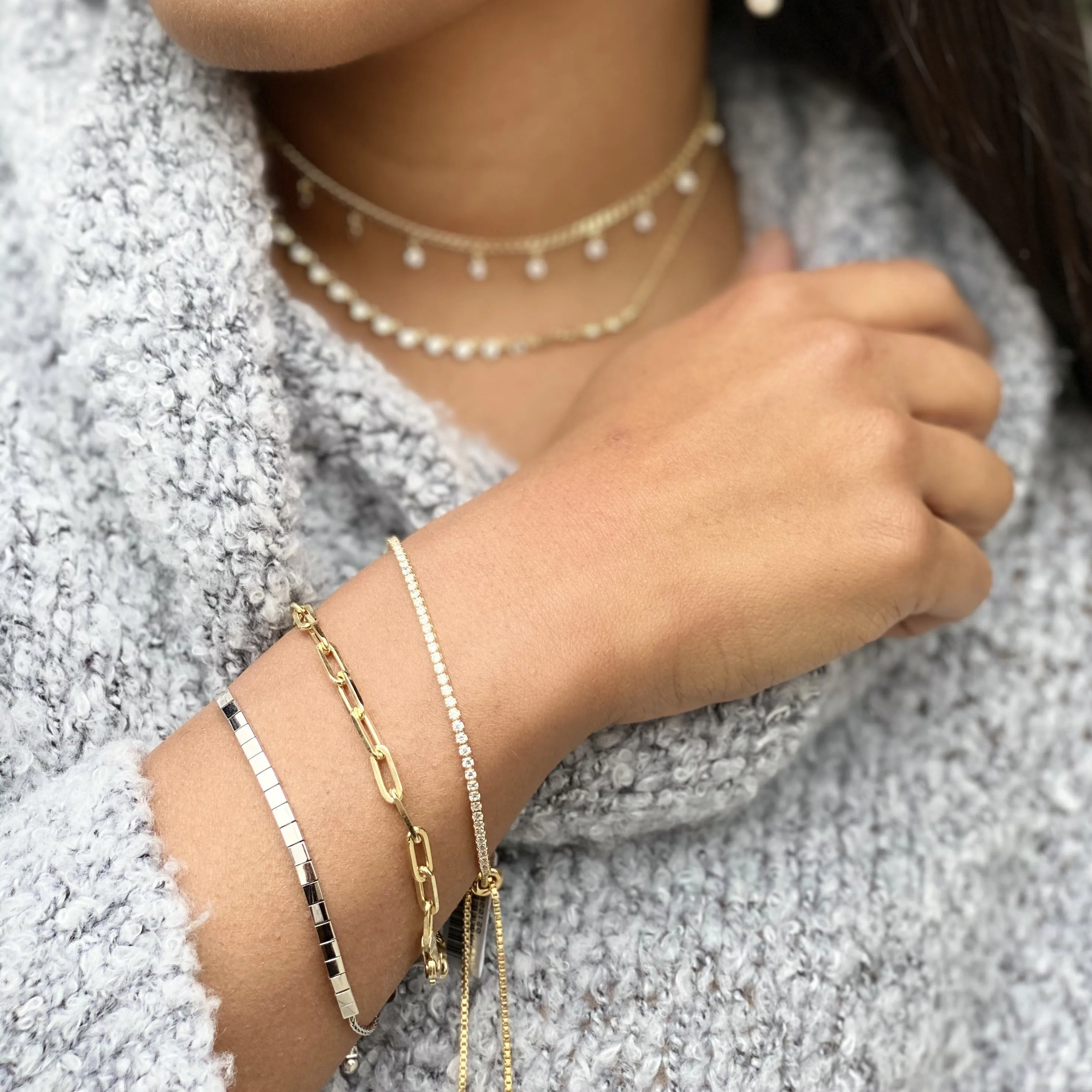 Thin Gold Cz Tennis Bracelet