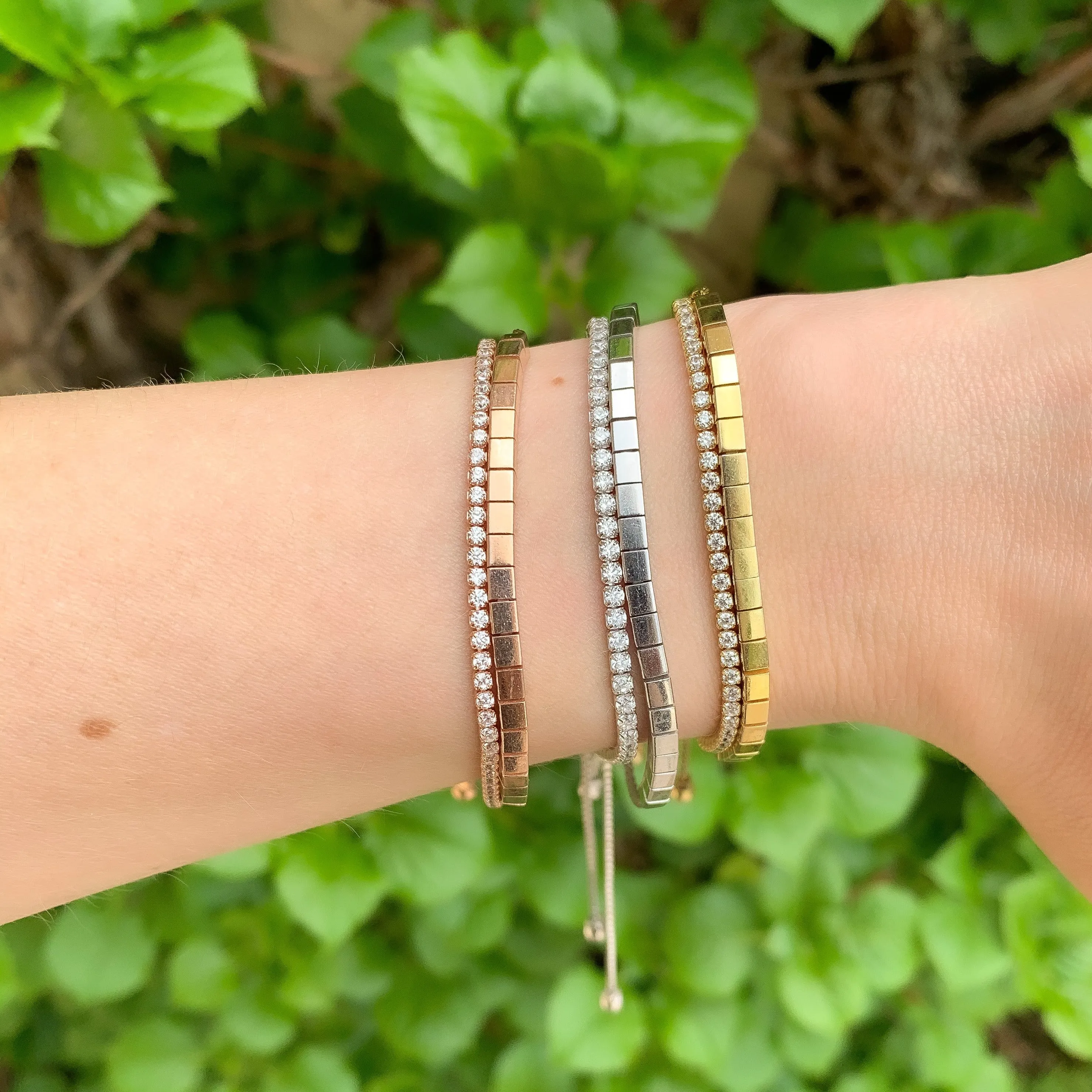 Thin Gold Cz Tennis Bracelet