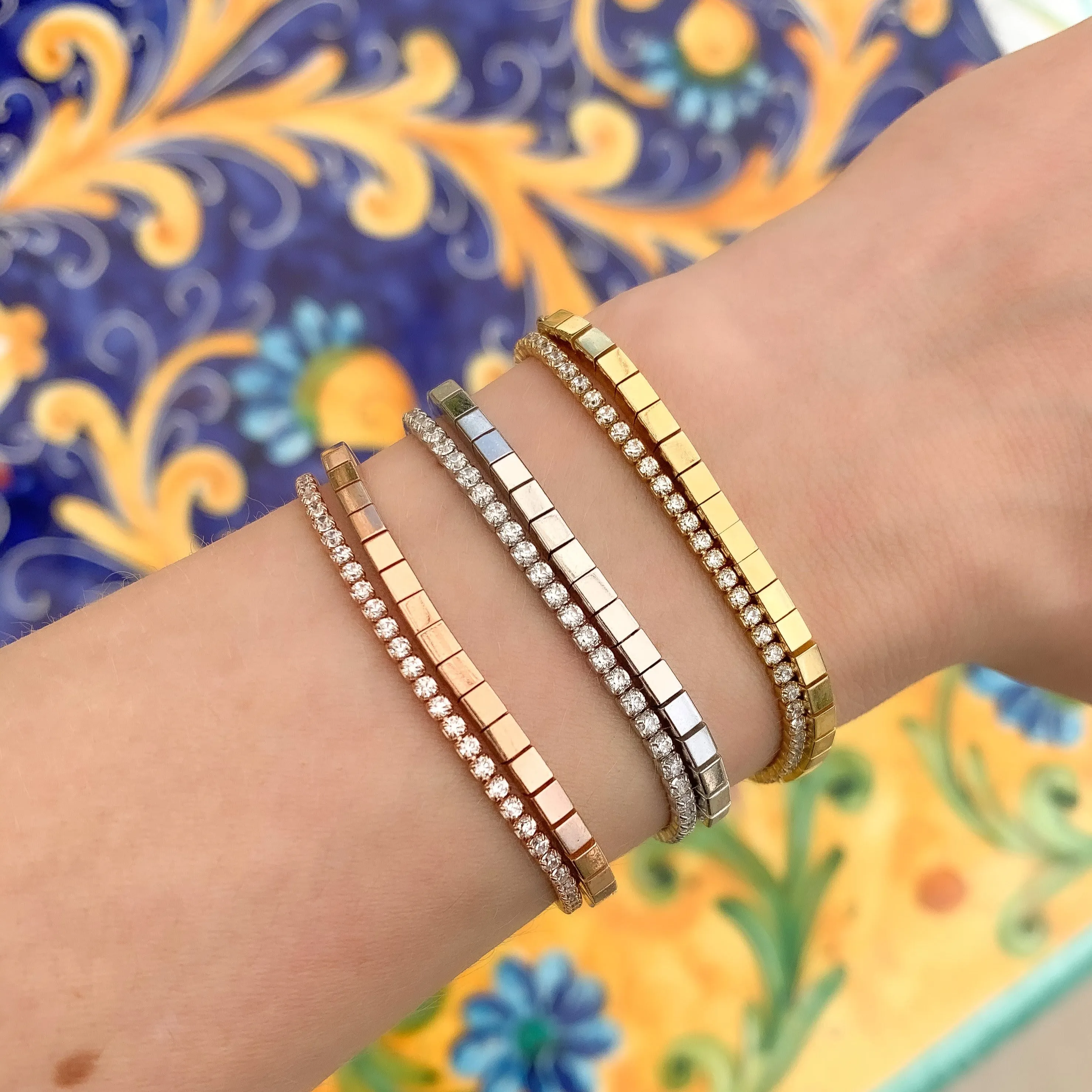 Thin Gold Cz Tennis Bracelet