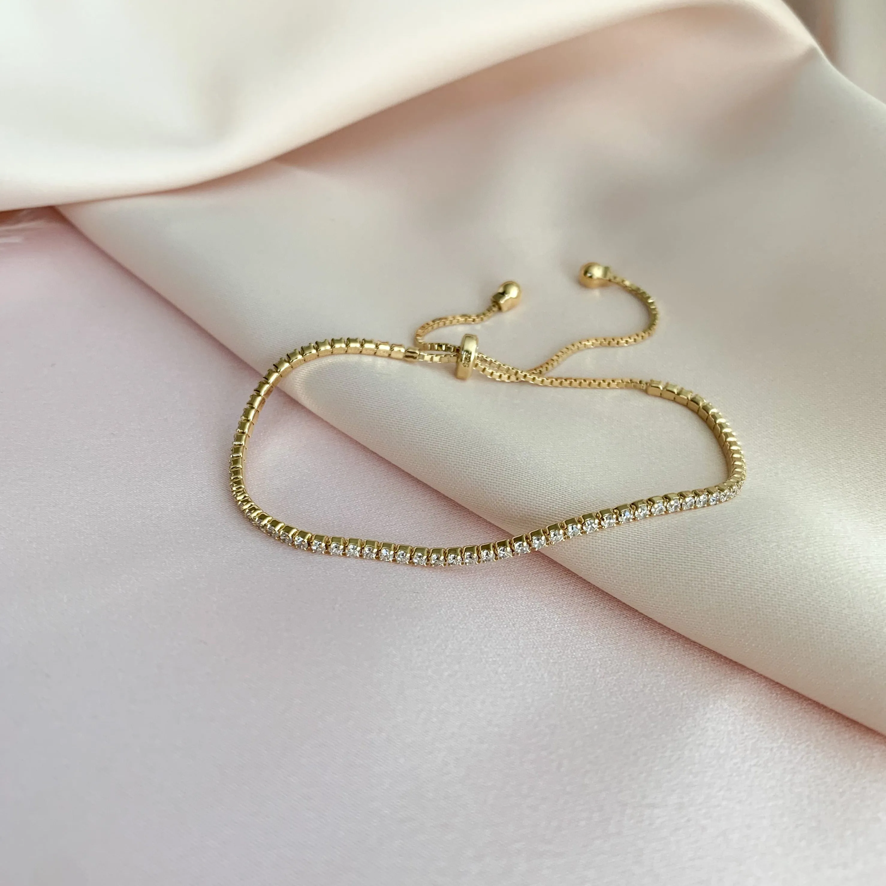 Thin Gold Cz Tennis Bracelet