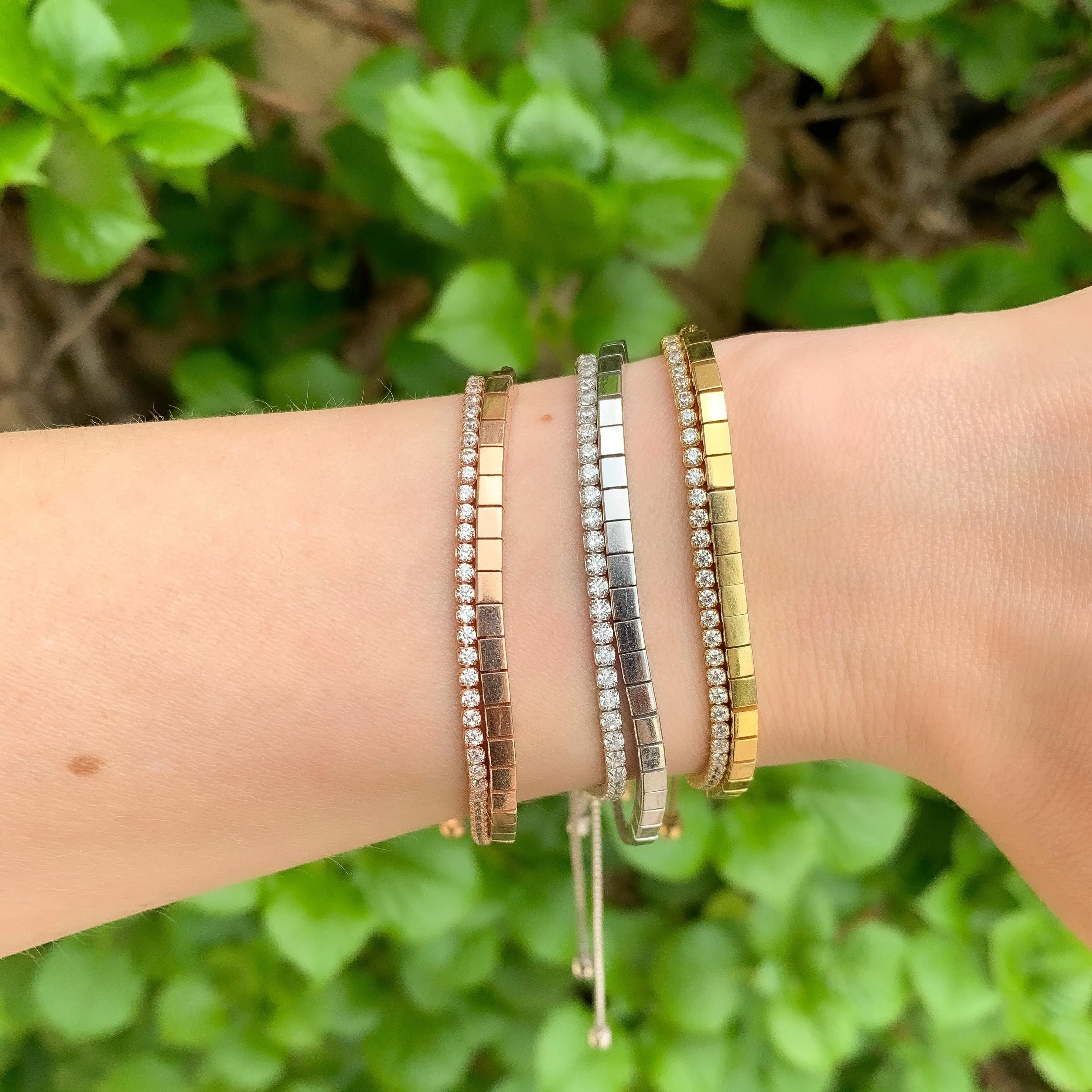 Thin Rose Cz Tennis Bracelet