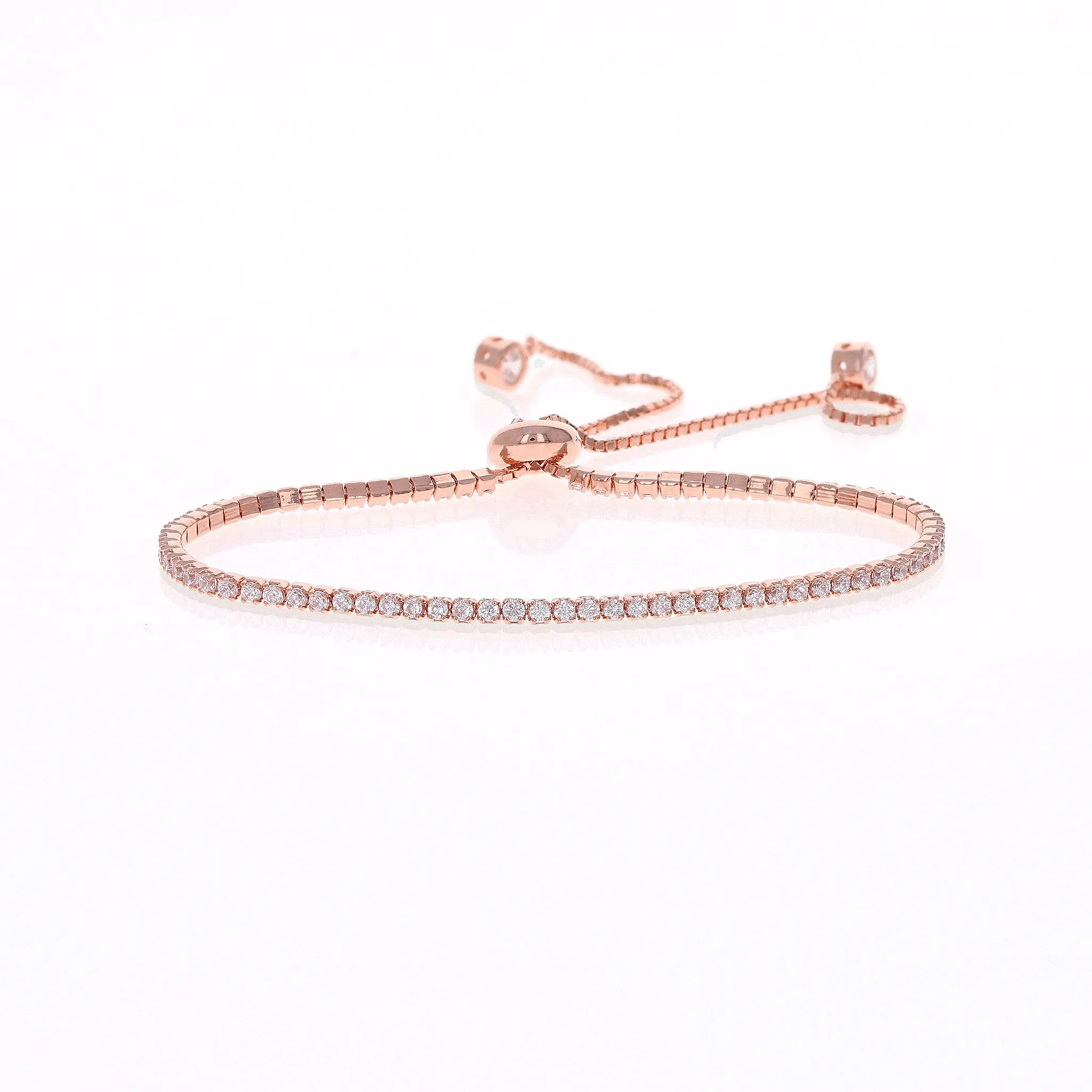 Thin Rose Cz Tennis Bracelet