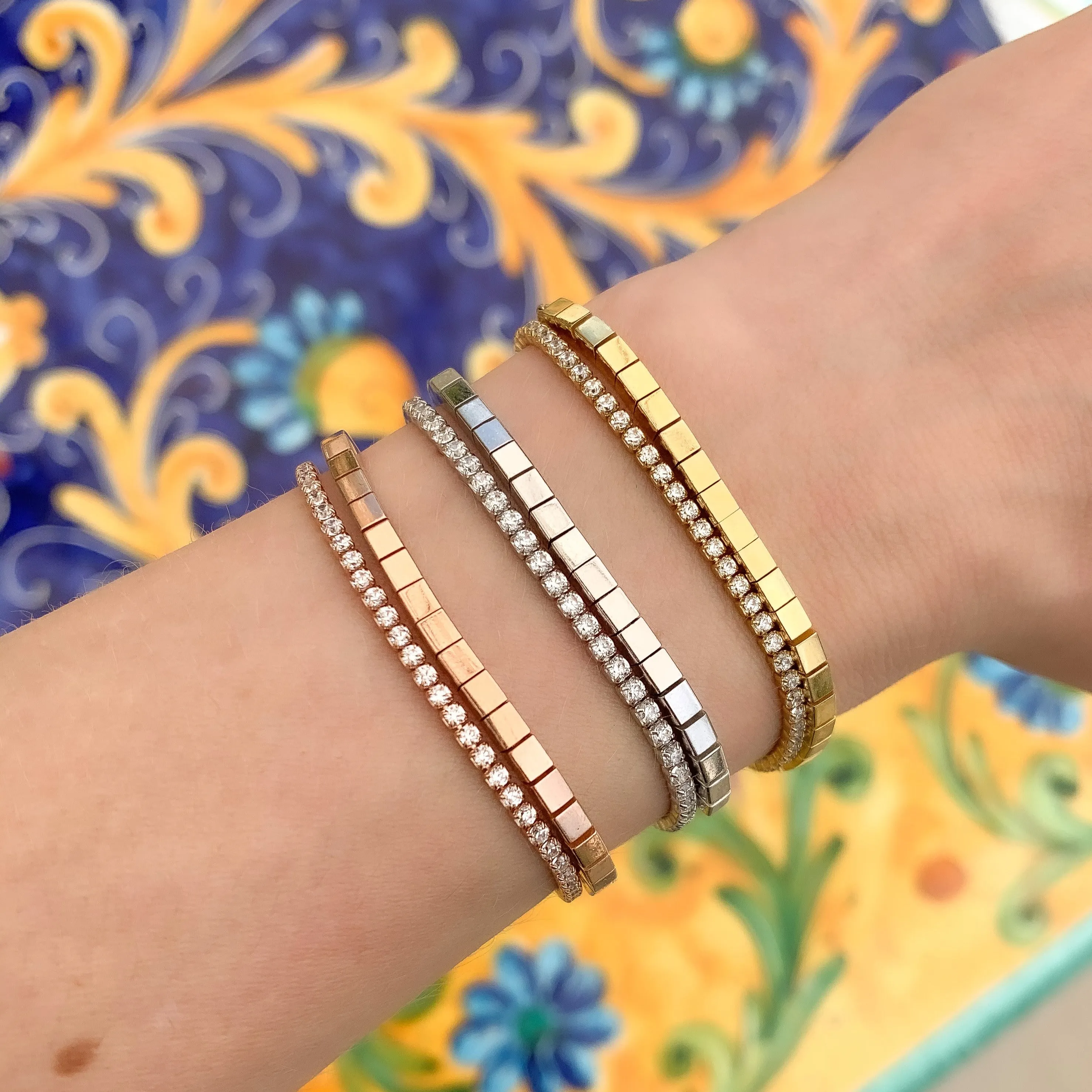 Thin Rose Cz Tennis Bracelet