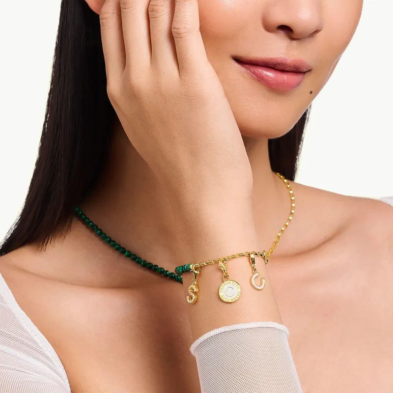 Thomas Sabo Charm Pendant - Horseshoe with White cold Enamel Yellow-Gold Plated