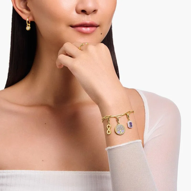 Thomas Sabo Charm Pendant - Tree of Love with Violet cold Enamel Yellow-Gold Plated