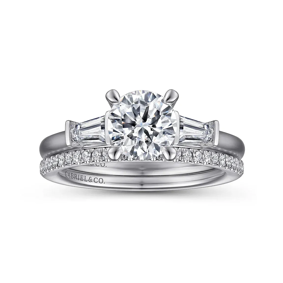 Three Stone Baguette Diamond Engagement Ring Mounting