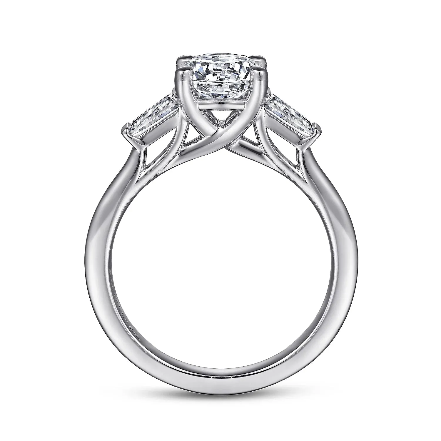 Three Stone Baguette Diamond Engagement Ring Mounting