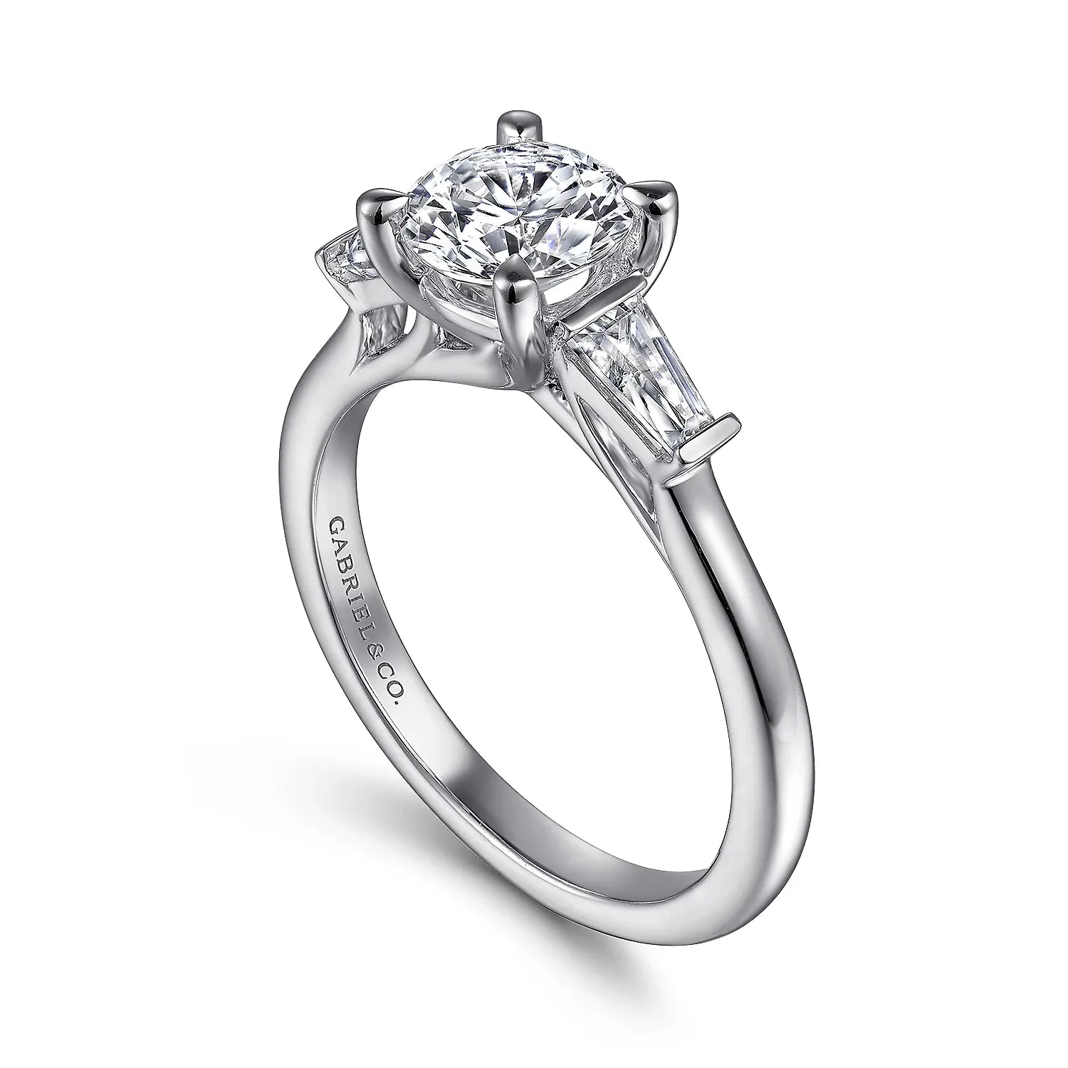 Three Stone Baguette Diamond Engagement Ring Mounting