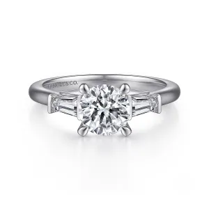 Three Stone Baguette Diamond Engagement Ring Mounting