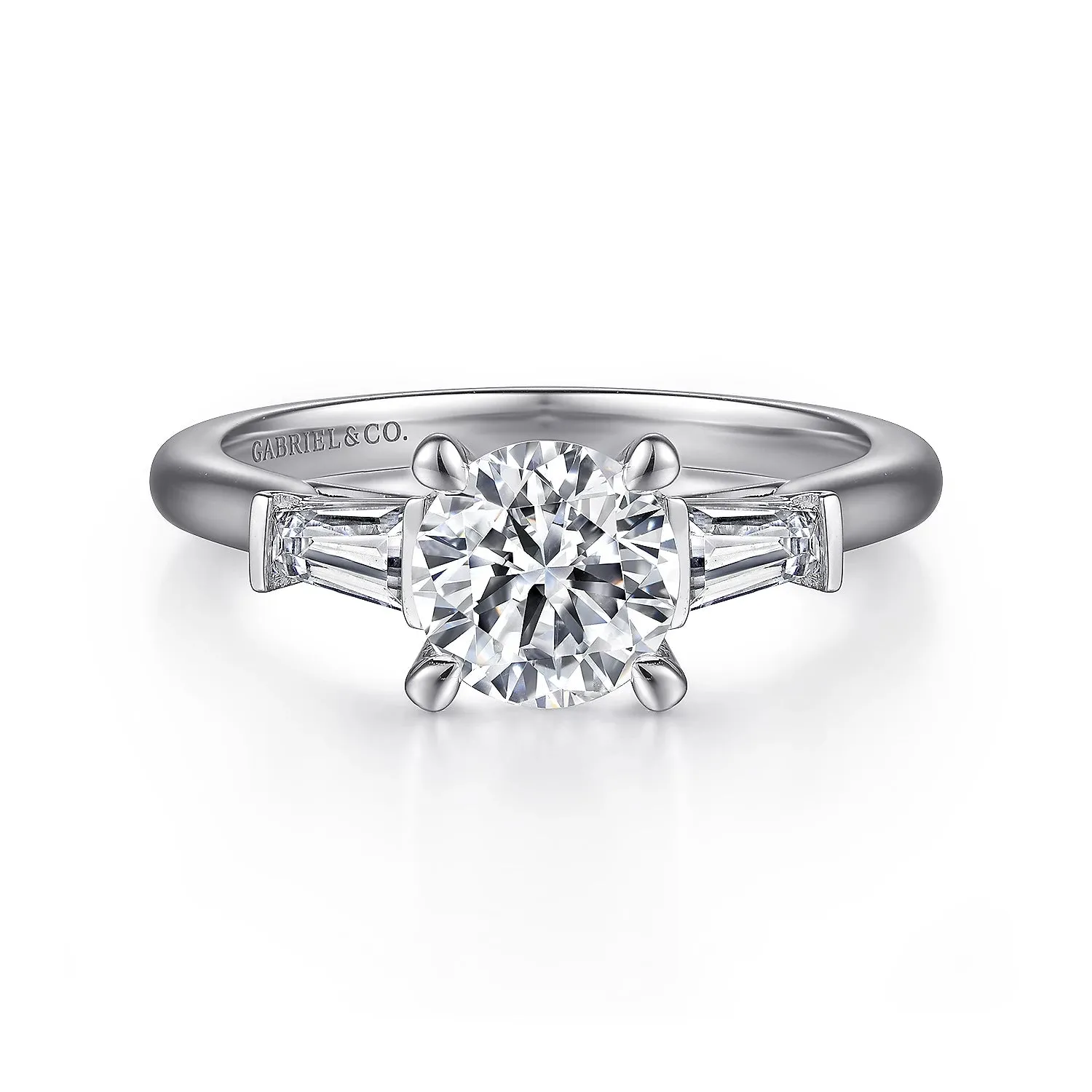 Three Stone Baguette Diamond Engagement Ring Mounting