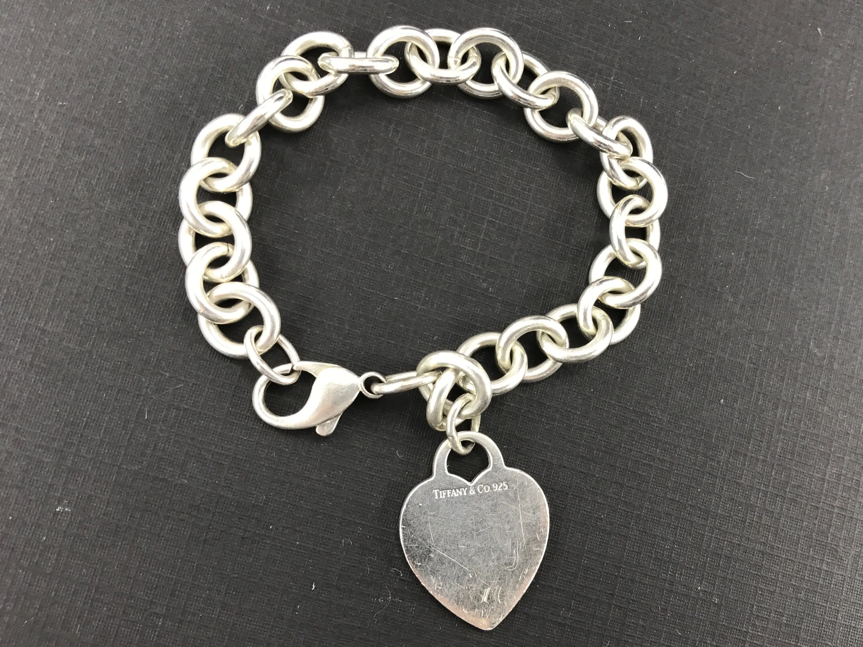 Tiffany & Co Sterling Silver Heart Tag Bracelet 7.75"