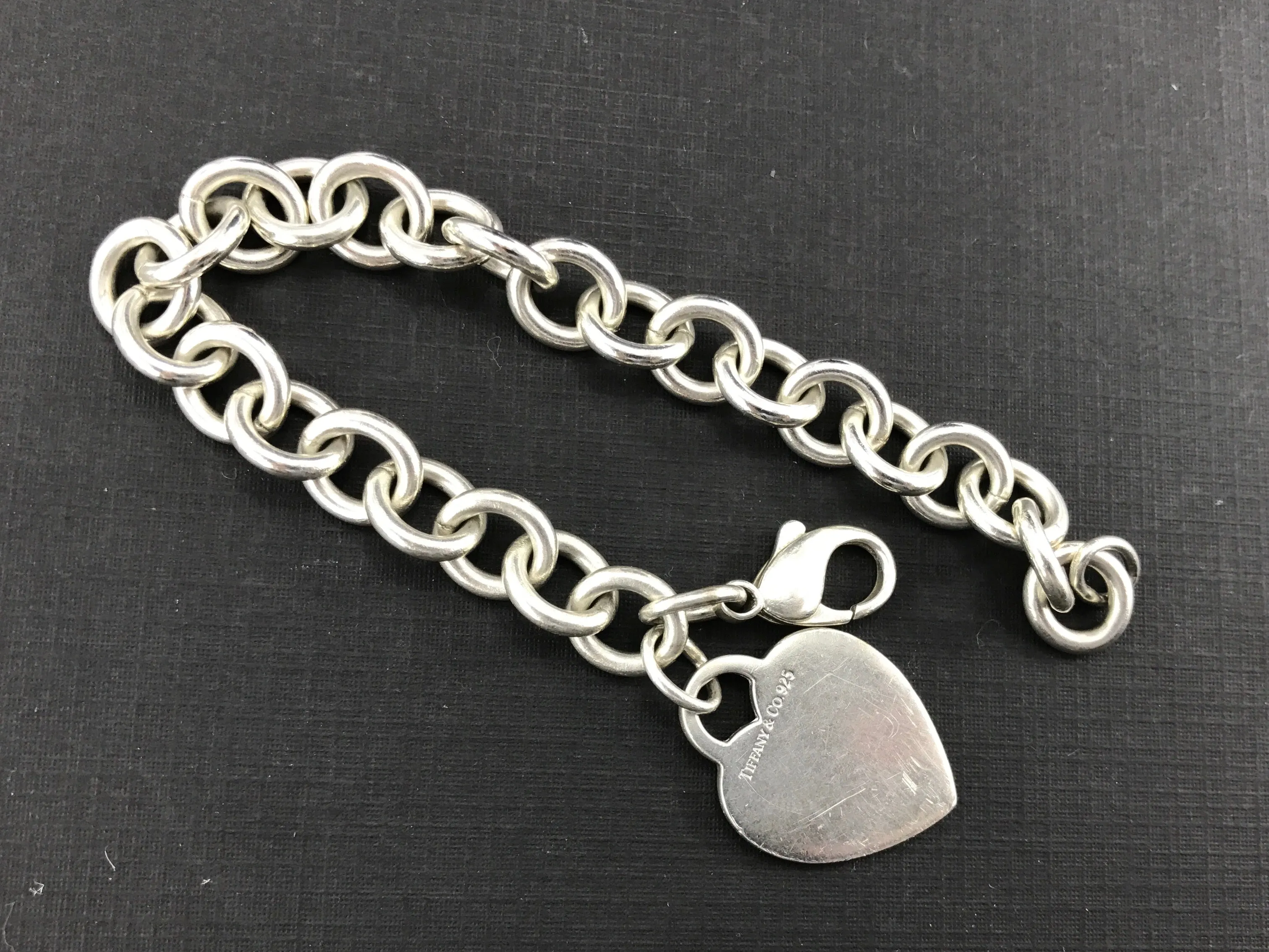 Tiffany & Co Sterling Silver Heart Tag Bracelet 7.75"