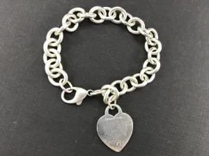 Tiffany & Co Sterling Silver Heart Tag Bracelet 7.75"