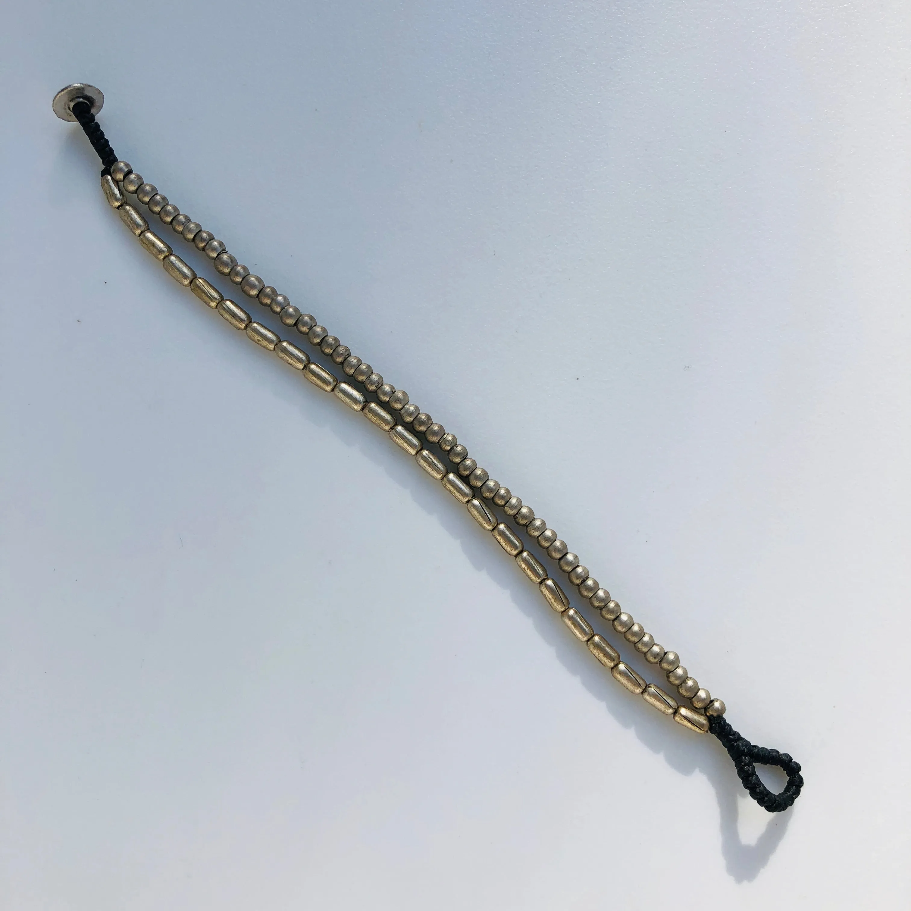 TM. Pewter 2 Strand Bead Bracelet