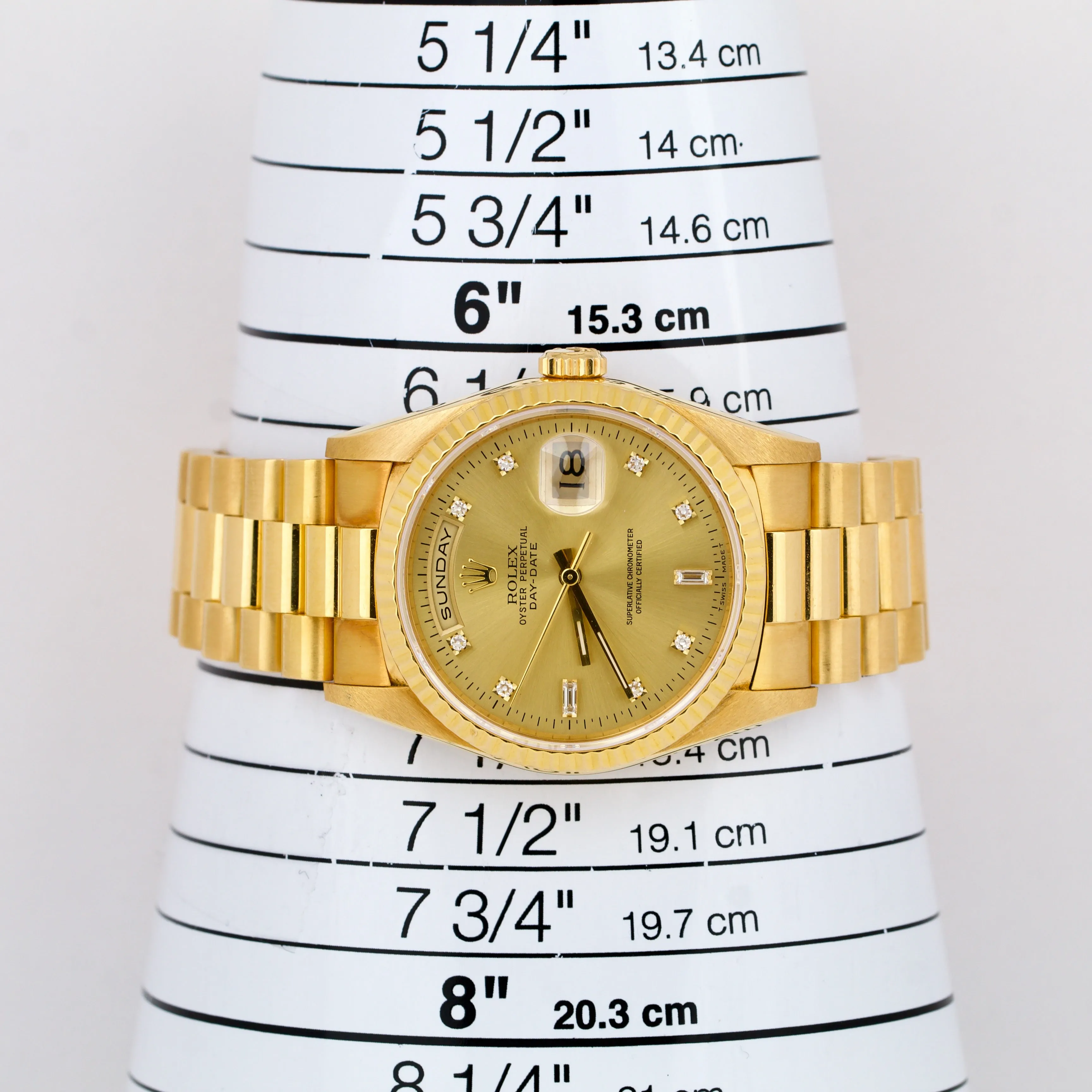 TOP CONDITION Rolex Day-Date President 36mm Champagne DIAMOND Gold Watch 18238