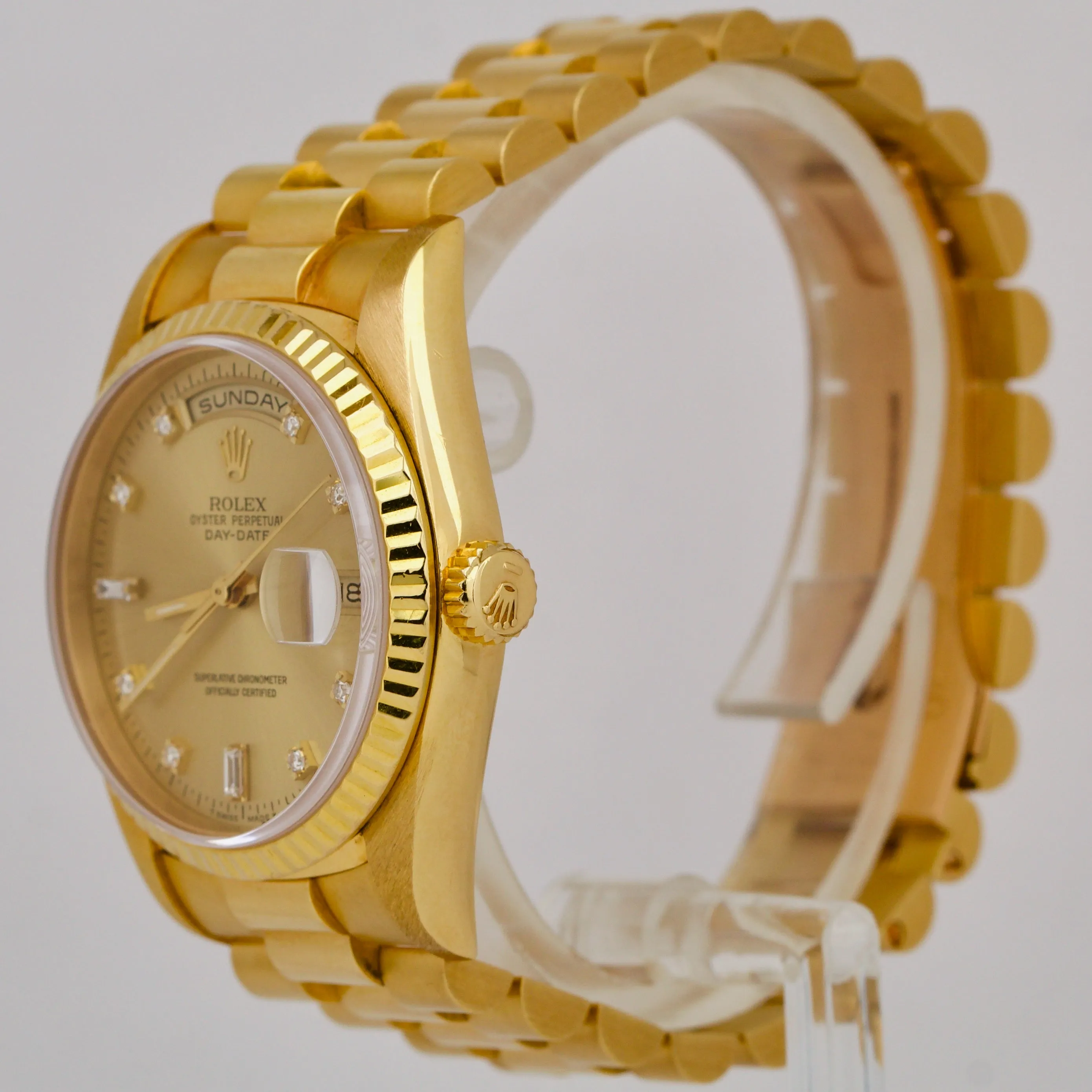 TOP CONDITION Rolex Day-Date President 36mm Champagne DIAMOND Gold Watch 18238