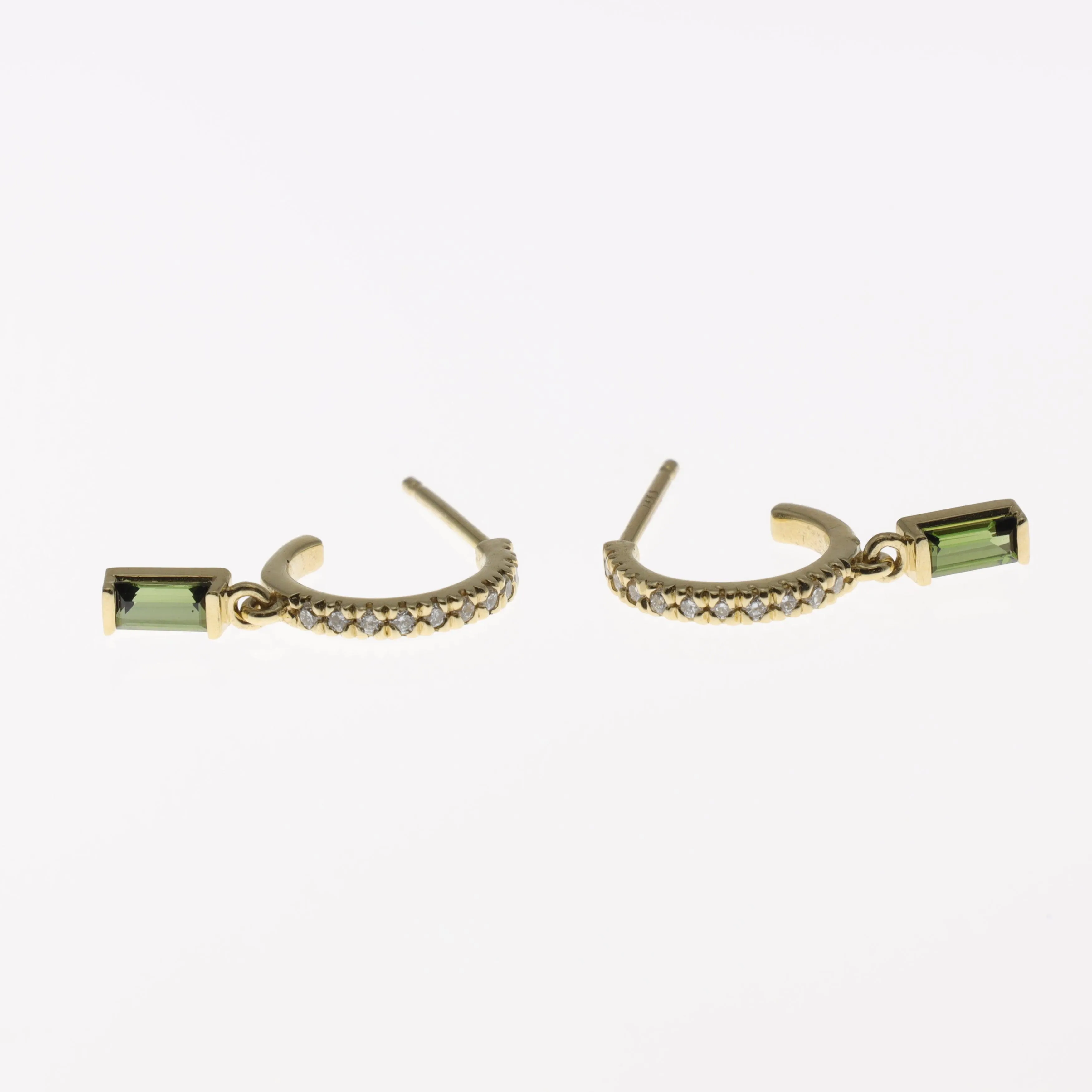 Tourmaline Diamond Huggies