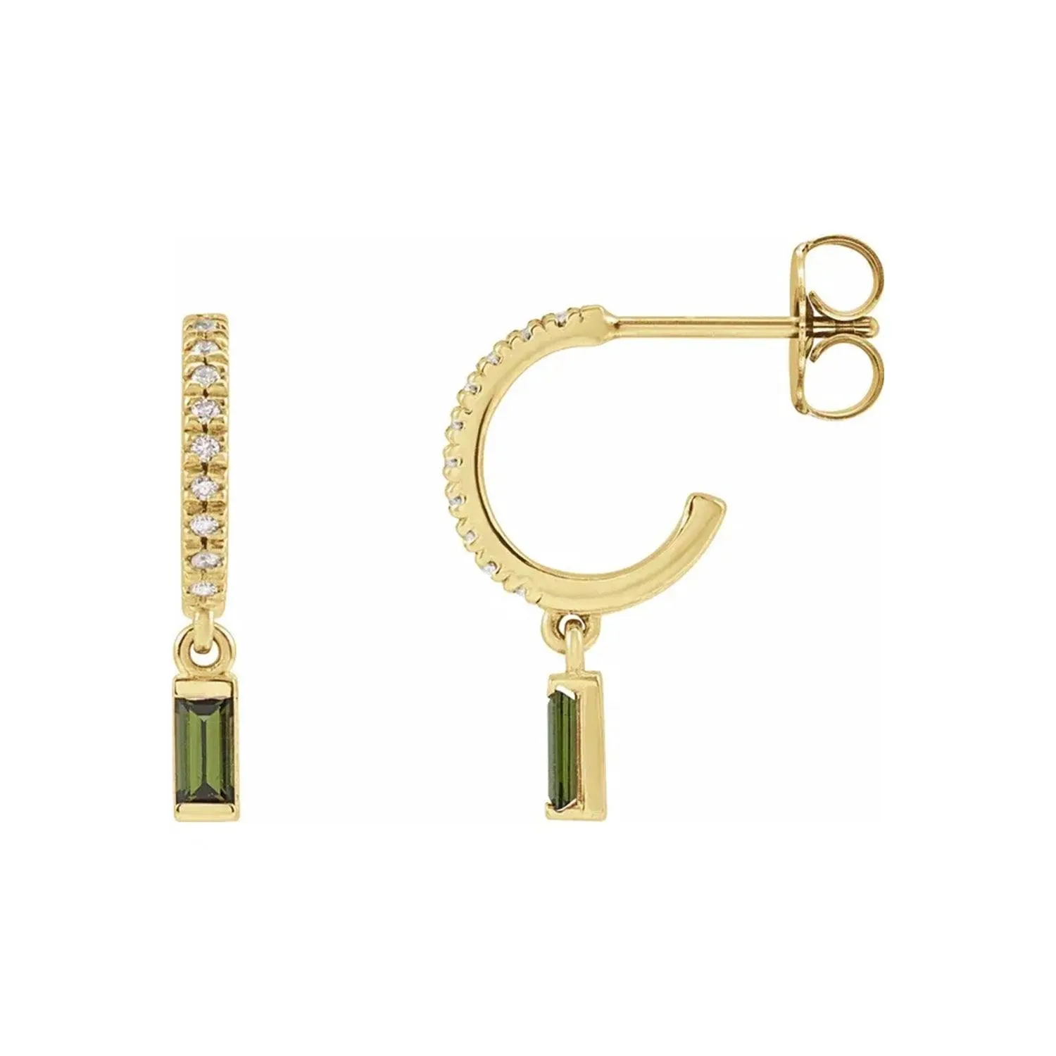 Tourmaline Diamond Huggies
