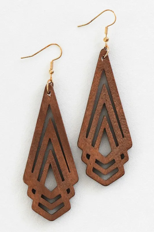 Tree Wooden Dangle Earrings