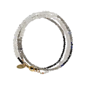Triple Wrap Monochromatic Moonstone, Labradorite, Spinel Bracelet/Necklace