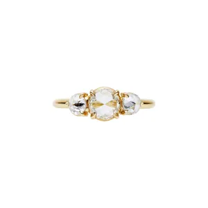 Tura Sugden 18k Rose Nouveau-Cut Three Diamond Ring- 1.01ctw