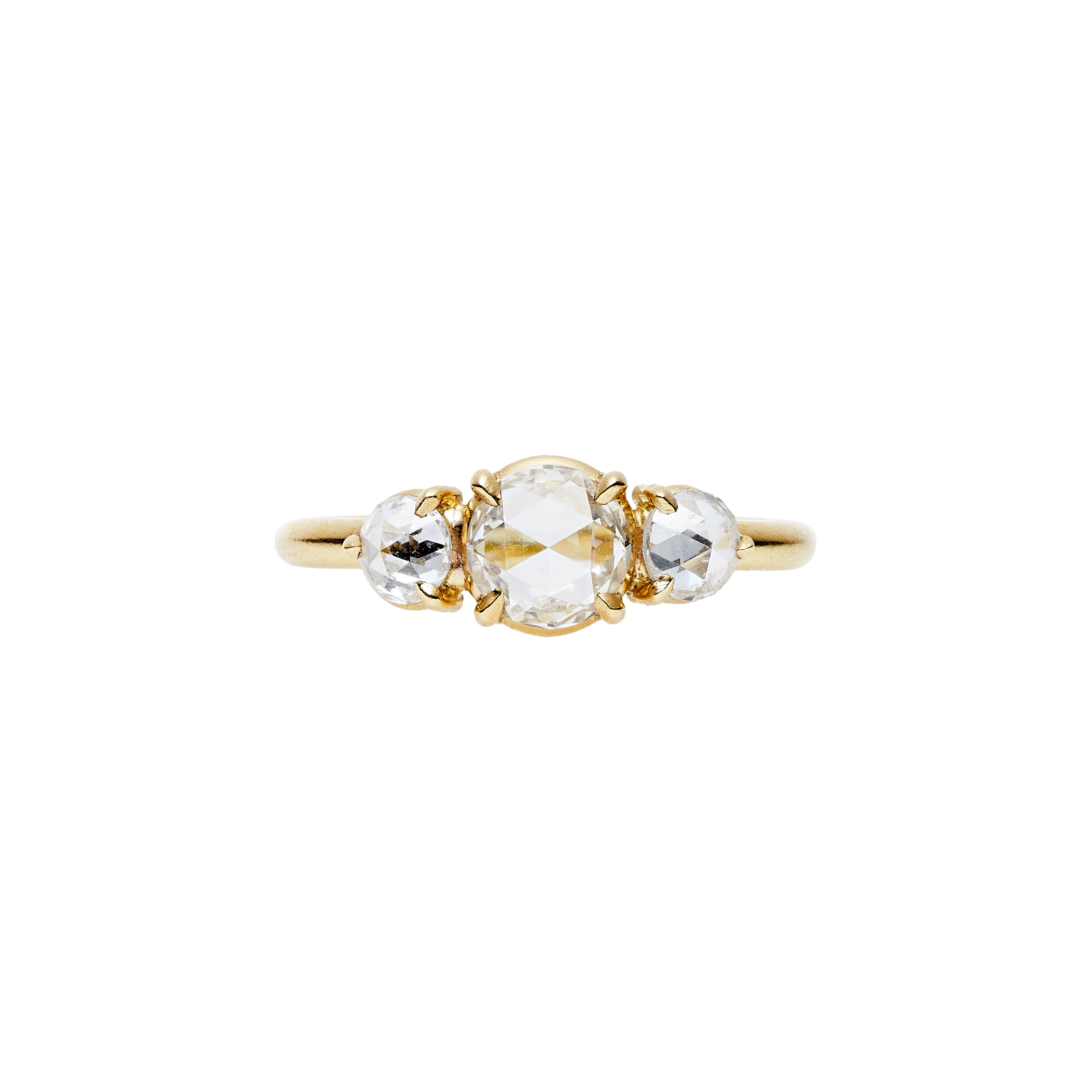 Tura Sugden 18k Rose Nouveau-Cut Three Diamond Ring- 1.01ctw