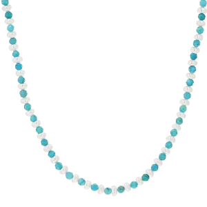 Turquoise Magnesite & Pearl Beaded Necklace