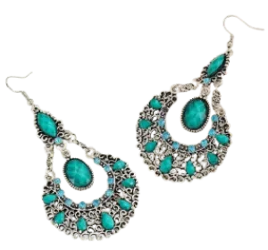 Turquoise Rhinestone Dangle Earrings