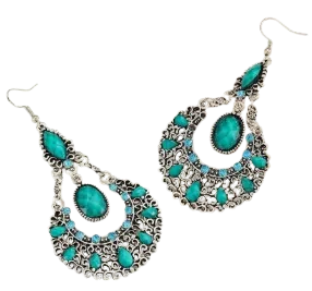 Turquoise Rhinestone Dangle Earrings