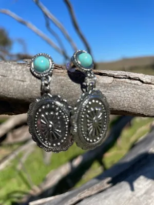 Turquoise stud concho earring