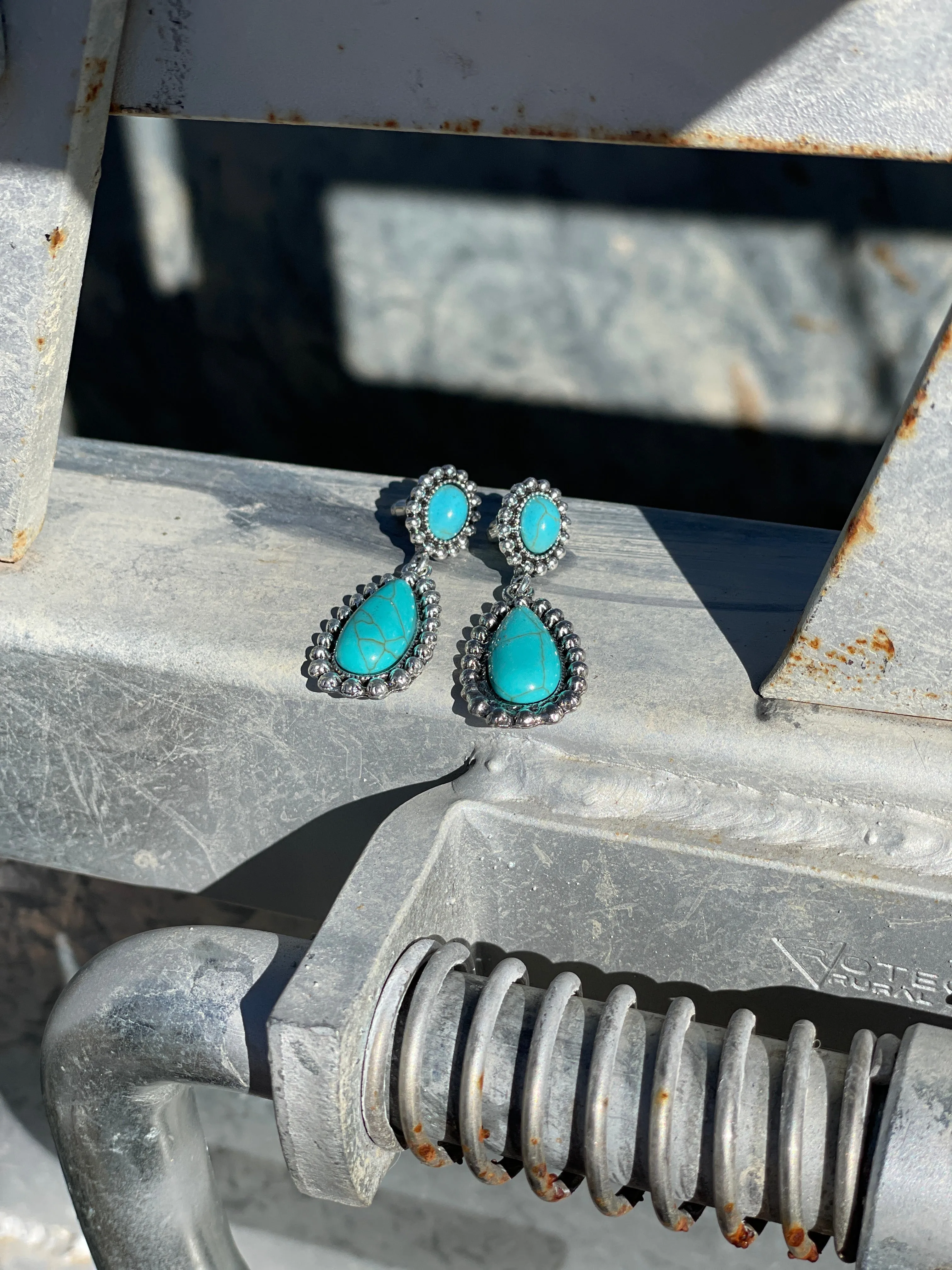 Turquoise Stud Drop Earring