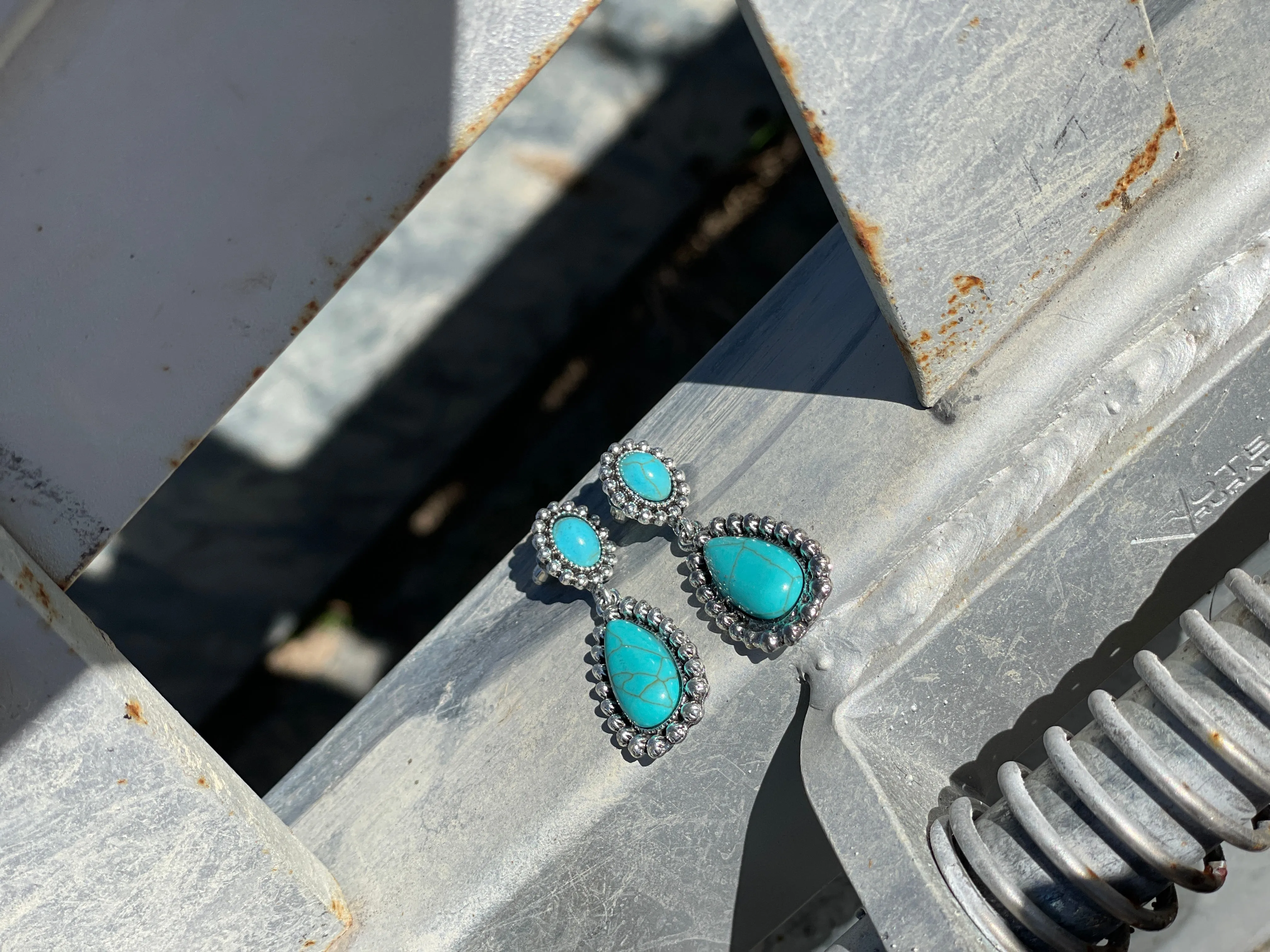 Turquoise Stud Drop Earring