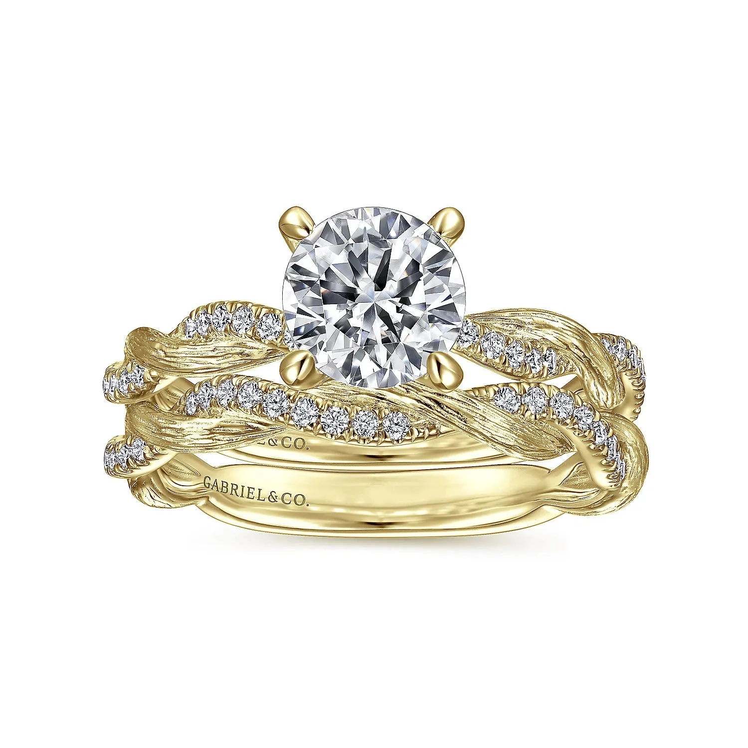 Twisted Hidden Halo Round Diamond Engagement Ring Mounting