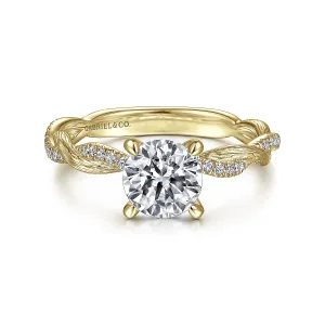 Twisted Hidden Halo Round Diamond Engagement Ring Mounting