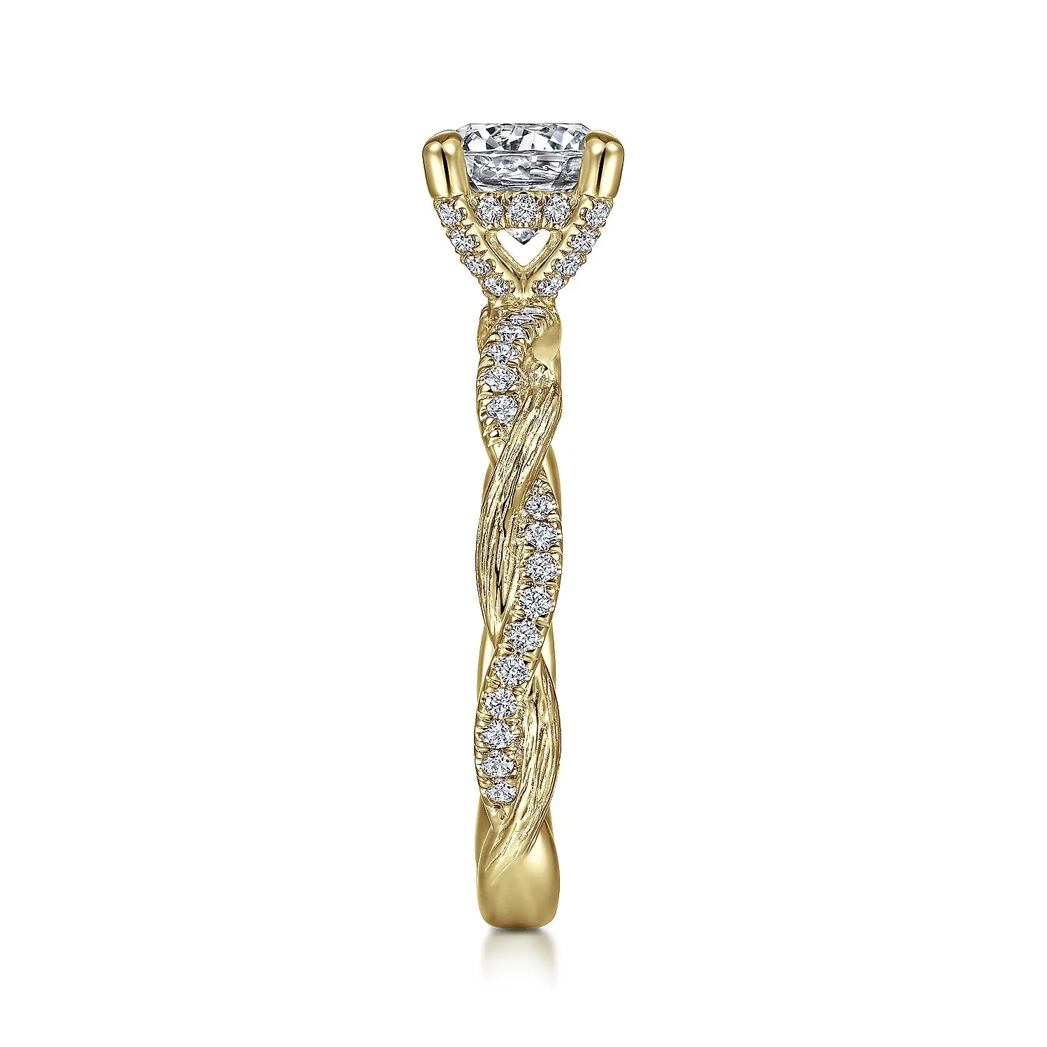 Twisted Hidden Halo Round Diamond Engagement Ring Mounting