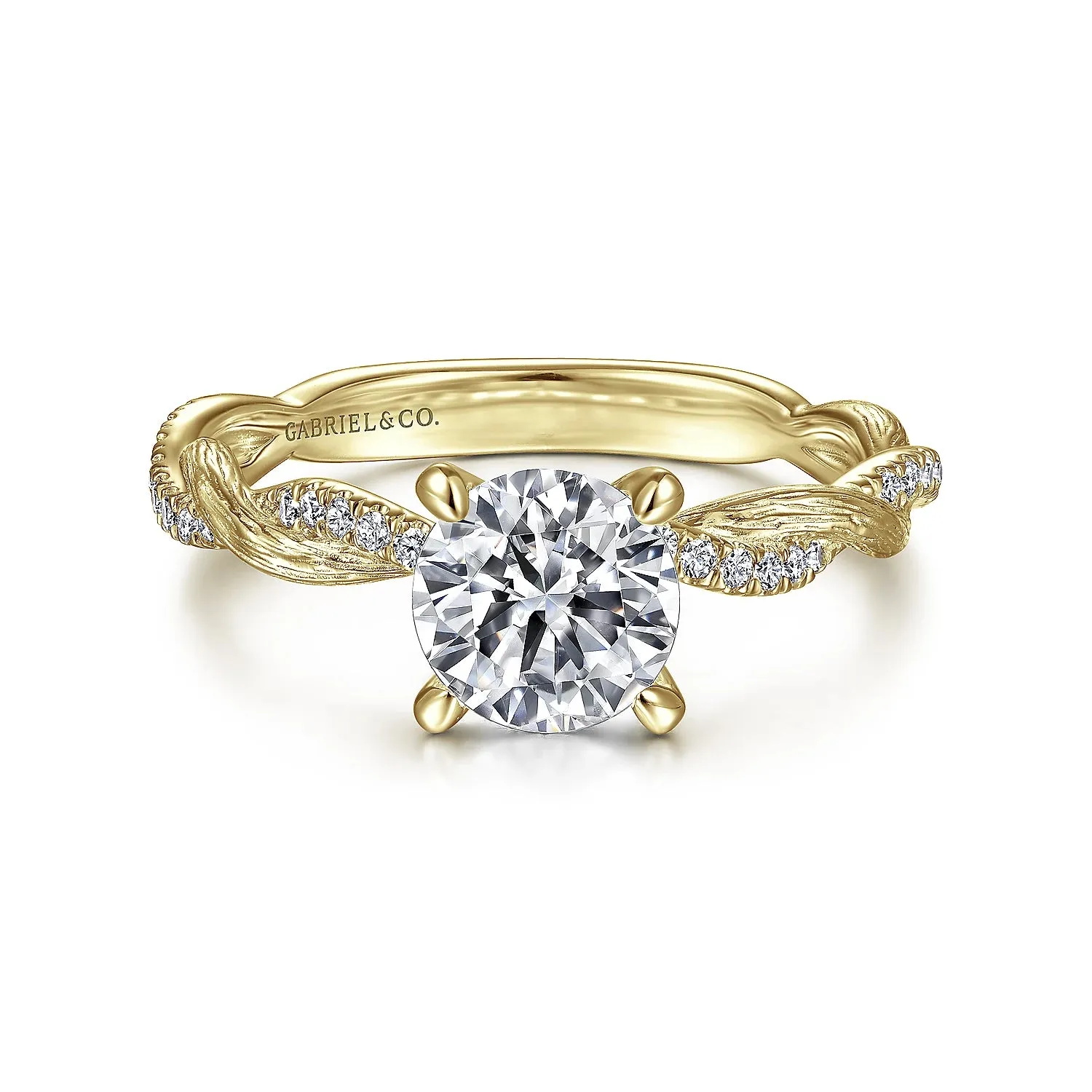 Twisted Hidden Halo Round Diamond Engagement Ring Mounting