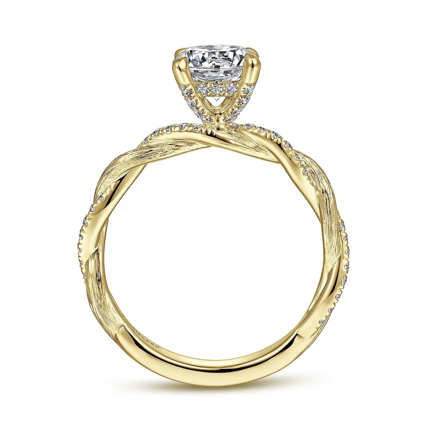 Twisted Hidden Halo Round Diamond Engagement Ring Mounting